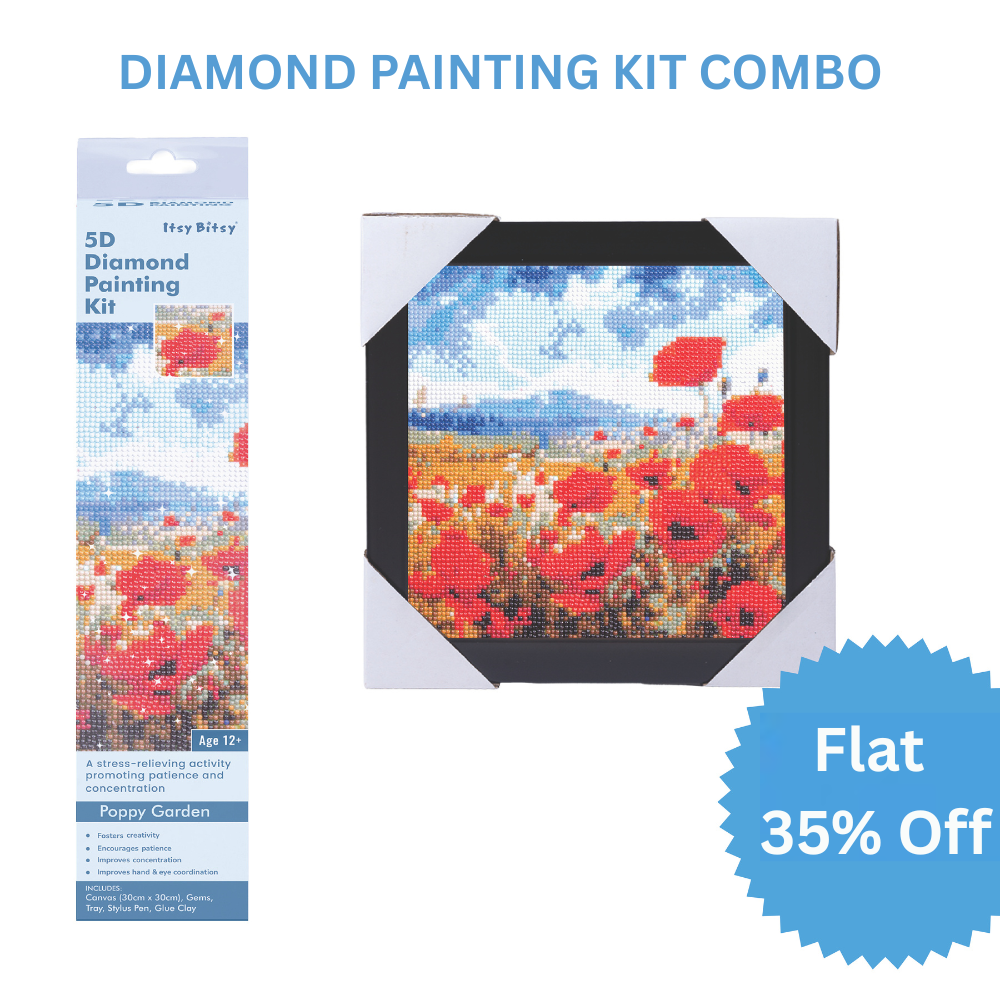 (30 X 30 cm) - 5D Diamond Painting - Poppy Garden  Matching Frame Combo