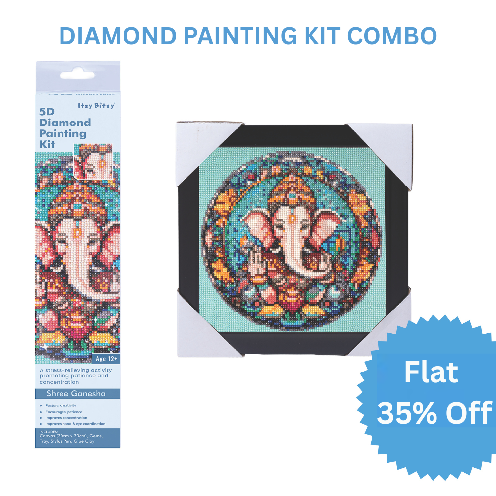 (30 X 30 cm) - 5D Diamond Painting - Shree Ganesha  Matching Frame Combo
