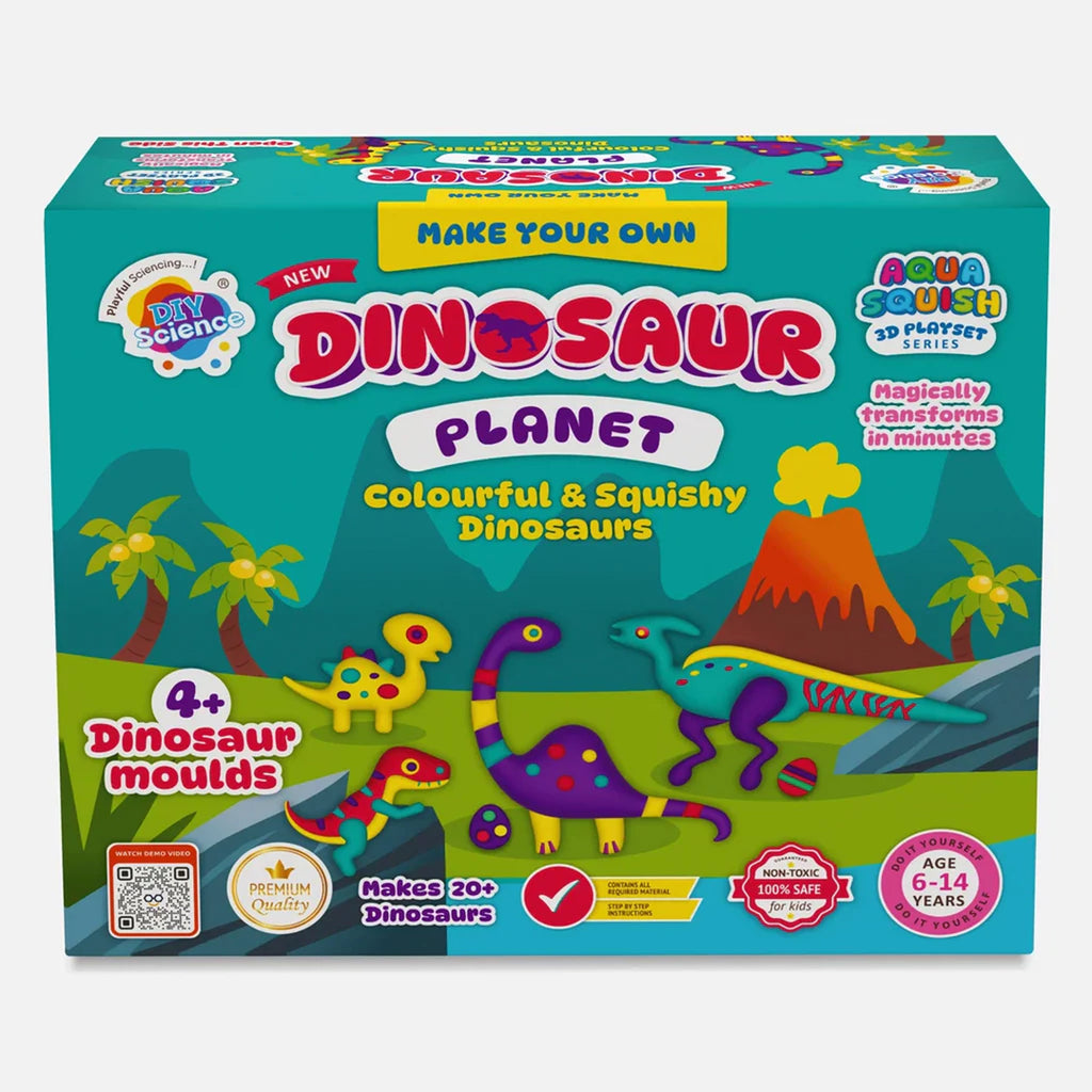 DIY Aqua Squish Make 3D Squishy Dinosaurs with Moulds and Slime Dinosaur Planet Box