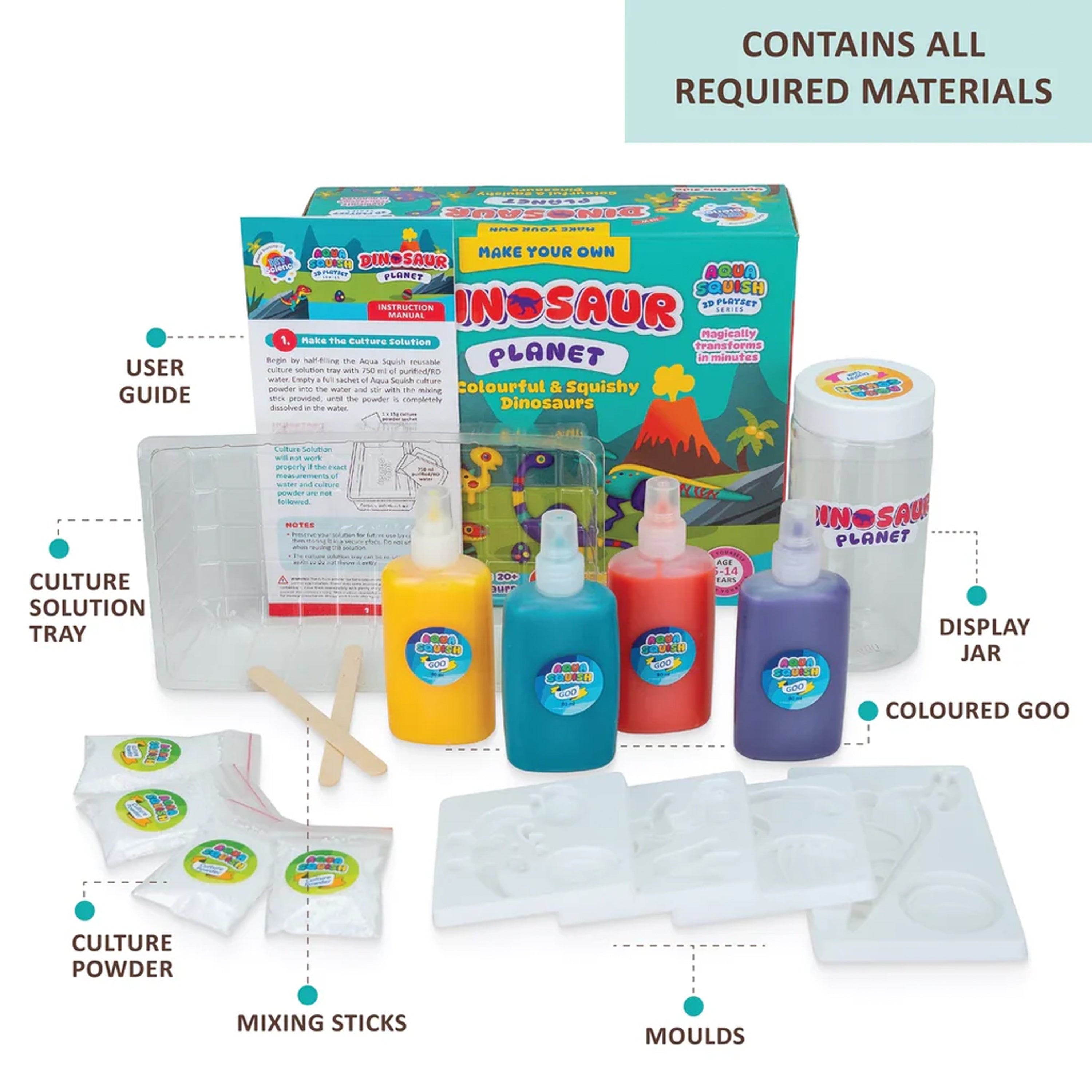 DIY Aqua Squish Make 3D Squishy Dinosaurs with Moulds and Slime Dinosaur Planet Box