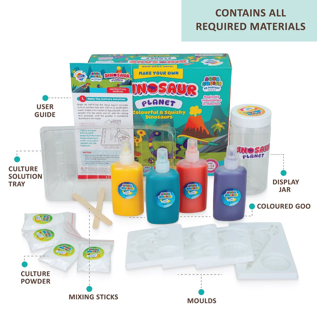 DIY Aqua Squish Make 3D Squishy Dinosaurs with Moulds and Slime Dinosaur Planet Box
