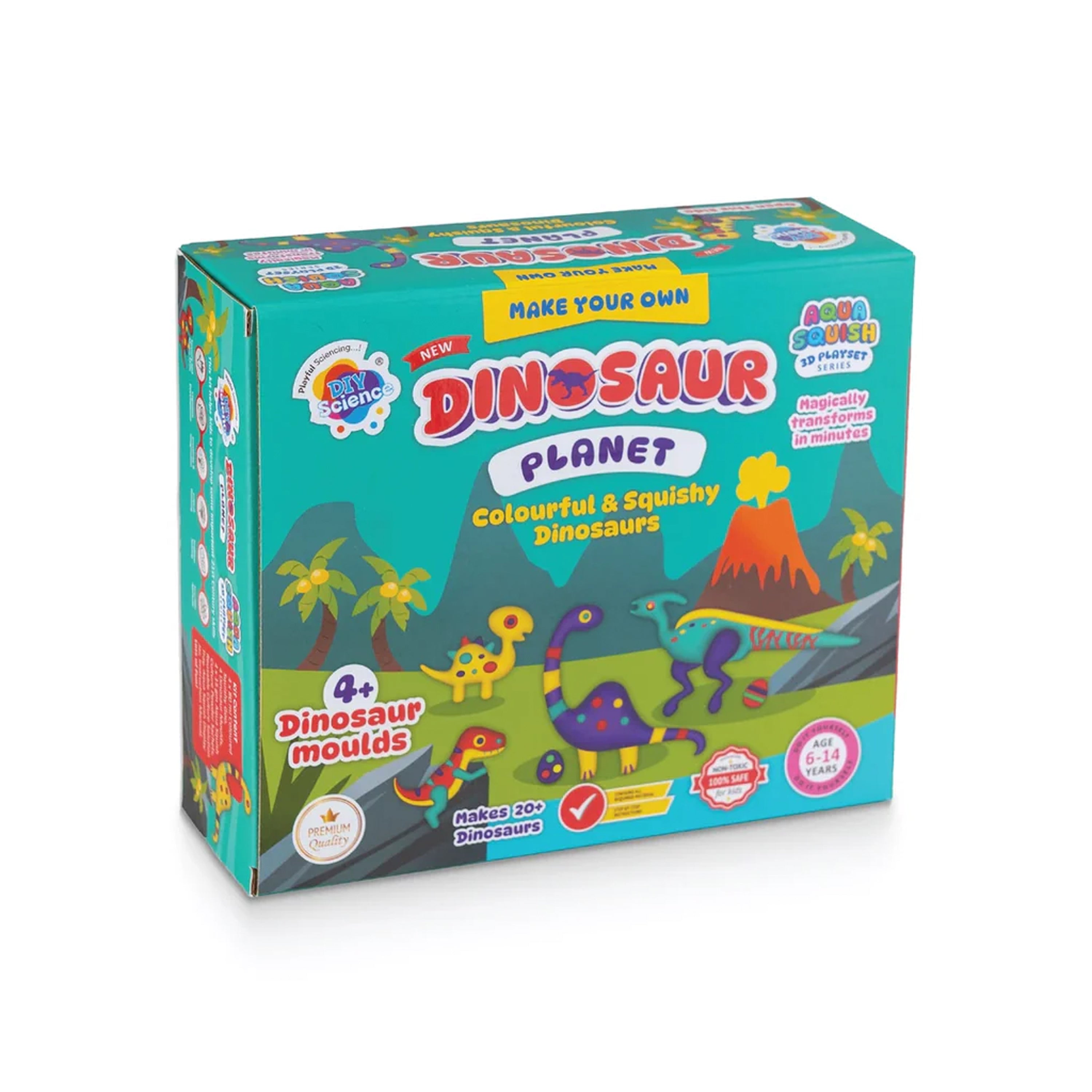 DIY Aqua Squish Make 3D Squishy Dinosaurs with Moulds and Slime Dinosaur Planet Box
