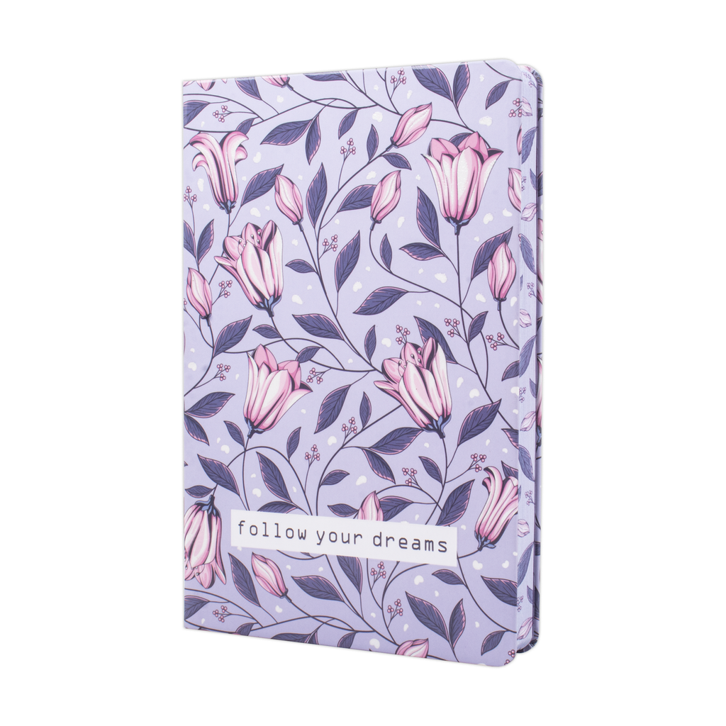Hardbound Ruled Notebook Follow Your Dreams Edge Printed With Elastic Band 140mm X 210mm 192pages 100gsm