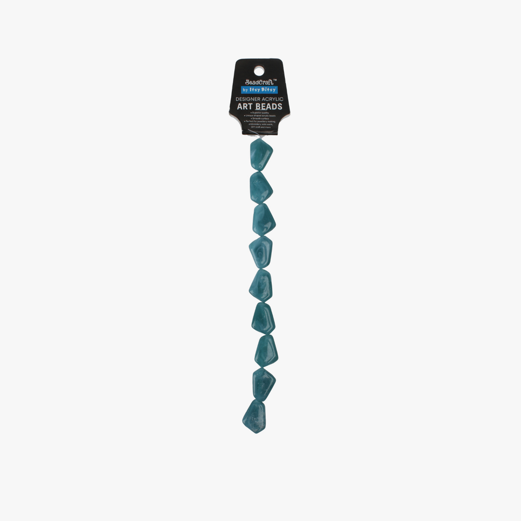 Designer Acrylic Art Beads Turquoise Blue 9 Beads 1 String