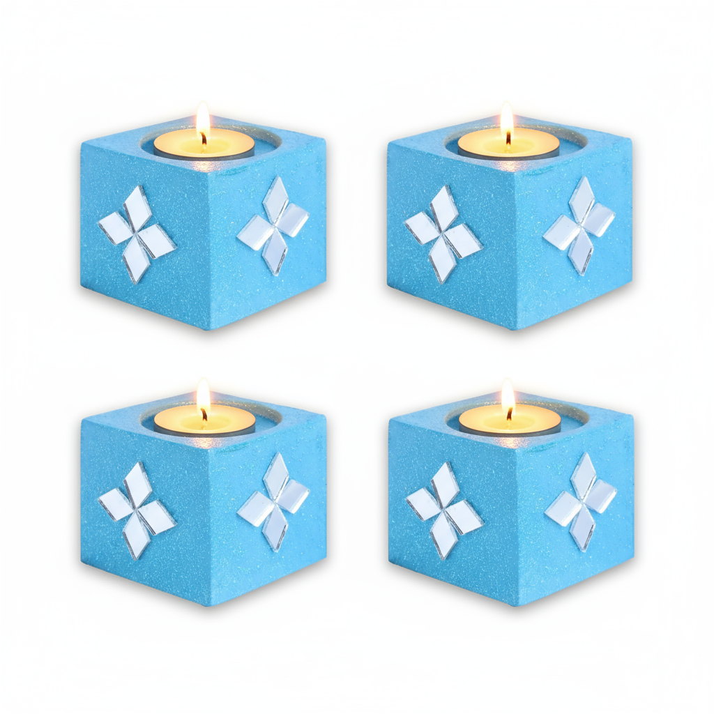 Mirror Art Tealight Holder Florista 1.5inch  - 4Pc - (Tealight Candle Included)