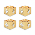 Mirror Art Tealight Holder Florista Gold 1.5inch  - 4Pc - (Tealight Candle Included)