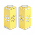 Mirror Art Tealight Holder Florista Yellow 5inch  - 2Pc - (Tealight Candle Included)