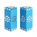 Mirror Art Tealight Holder Florista 5inch  - 2Pc - (Tealight Candle Included)