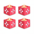 Mirror Art Tealight Holder Red 1.5inch  - 4Pc - (Tealight Candle Included)