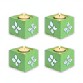 Mirror Art Tealight Holder Florista Green 1.5inch  - 4Pc - (Tealight Candle Included)
