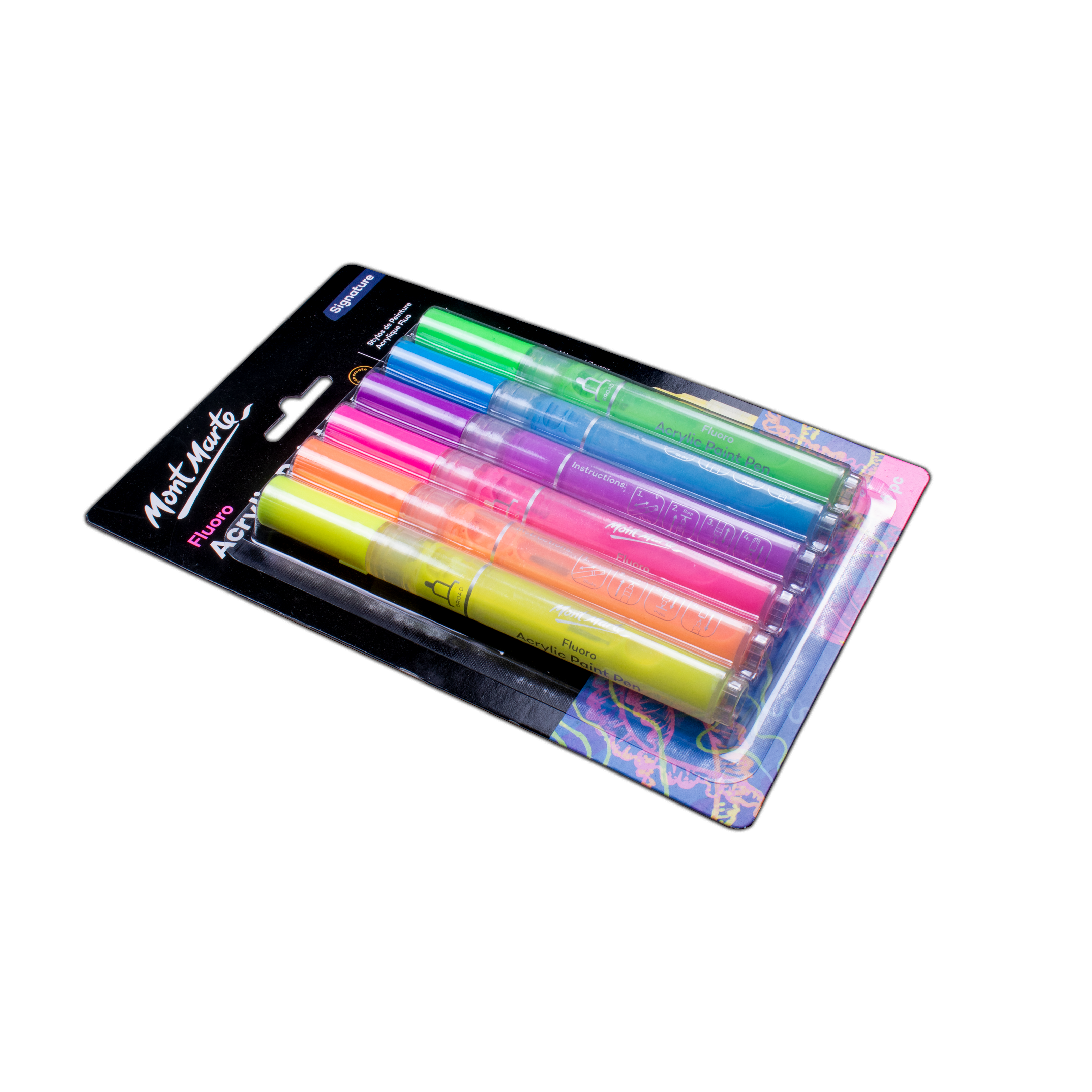 Mont Marte Fluoro Acrylic Paint Pens Signature 6pc Blister