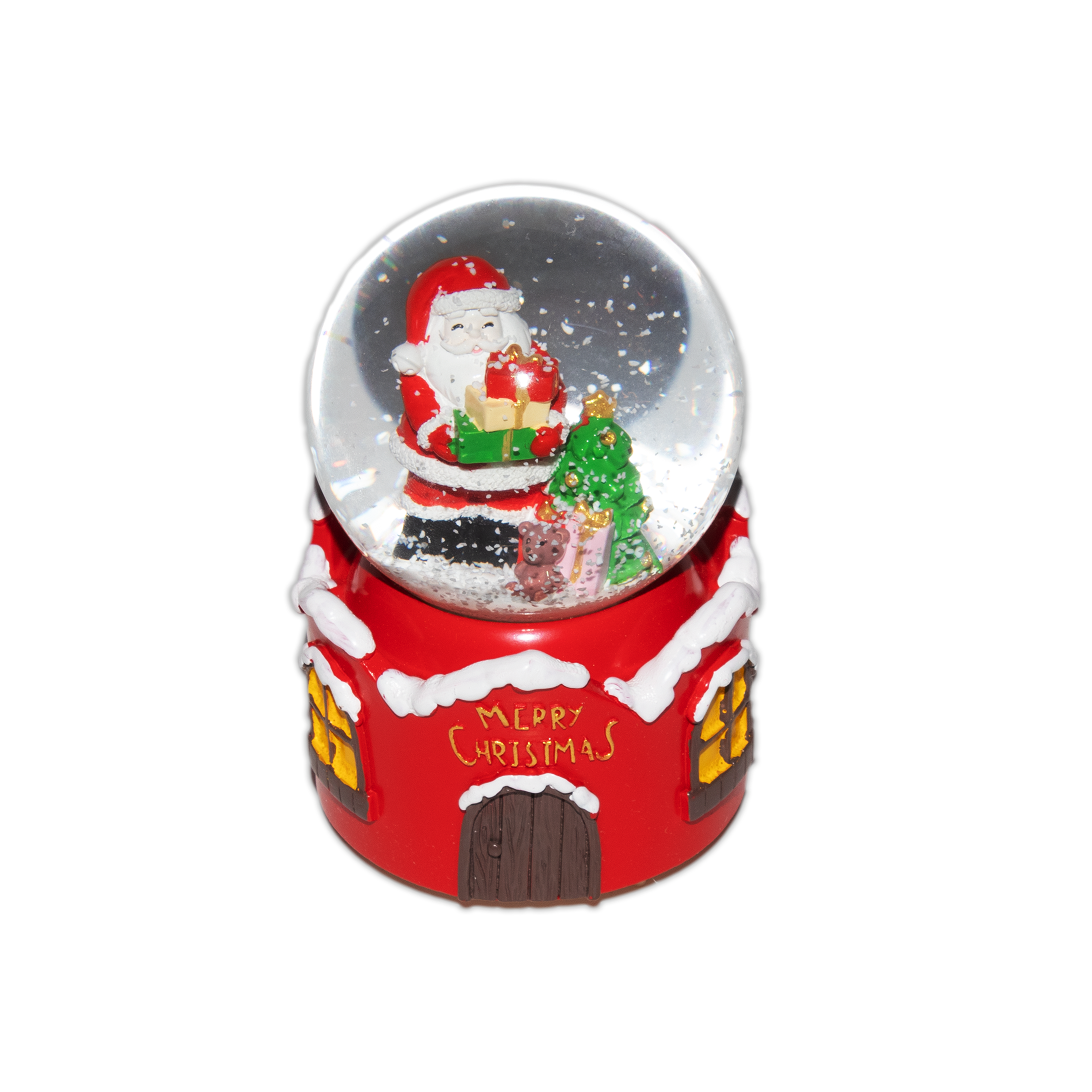 Christmas Musical Snow Globe Santa With Gift Box Teddy And Tree 5inch 1pc Box IB