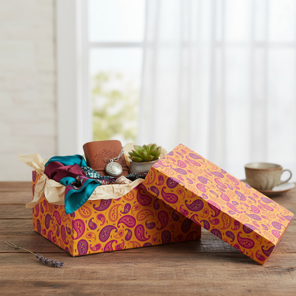 Gift Box Ornate Paisley L15.5 X W10.5 X D6.5cm 1Box