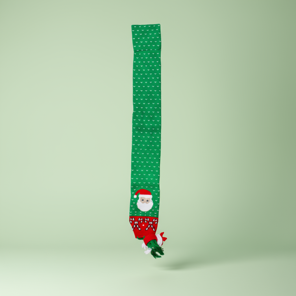 Christmas Knitted Scarf Santa Unisex Adult/Kids Green H40inch X W4.5inch