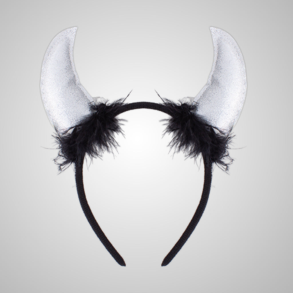 Halloween Devil Horn Hair band Sparkly Silver 1pc