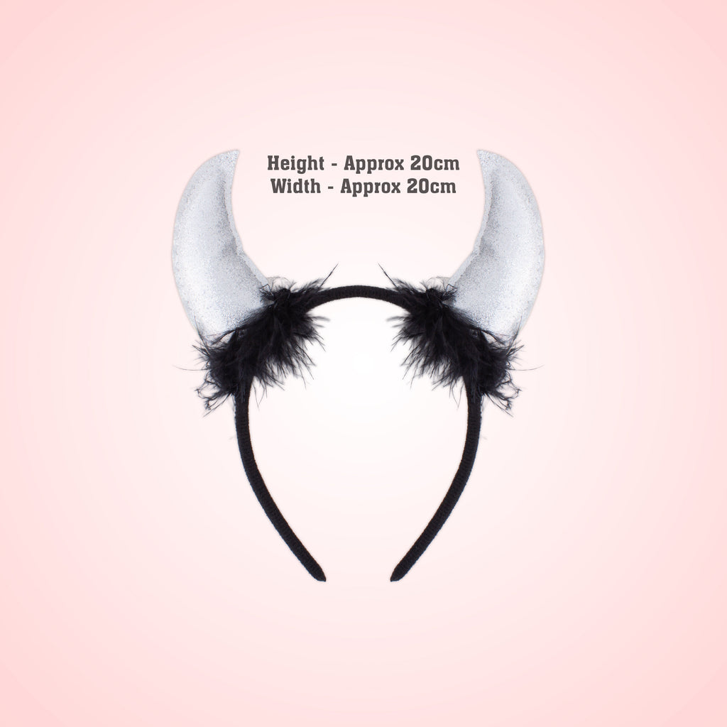 Halloween Devil Horn Hair band Sparkly Silver 1pc