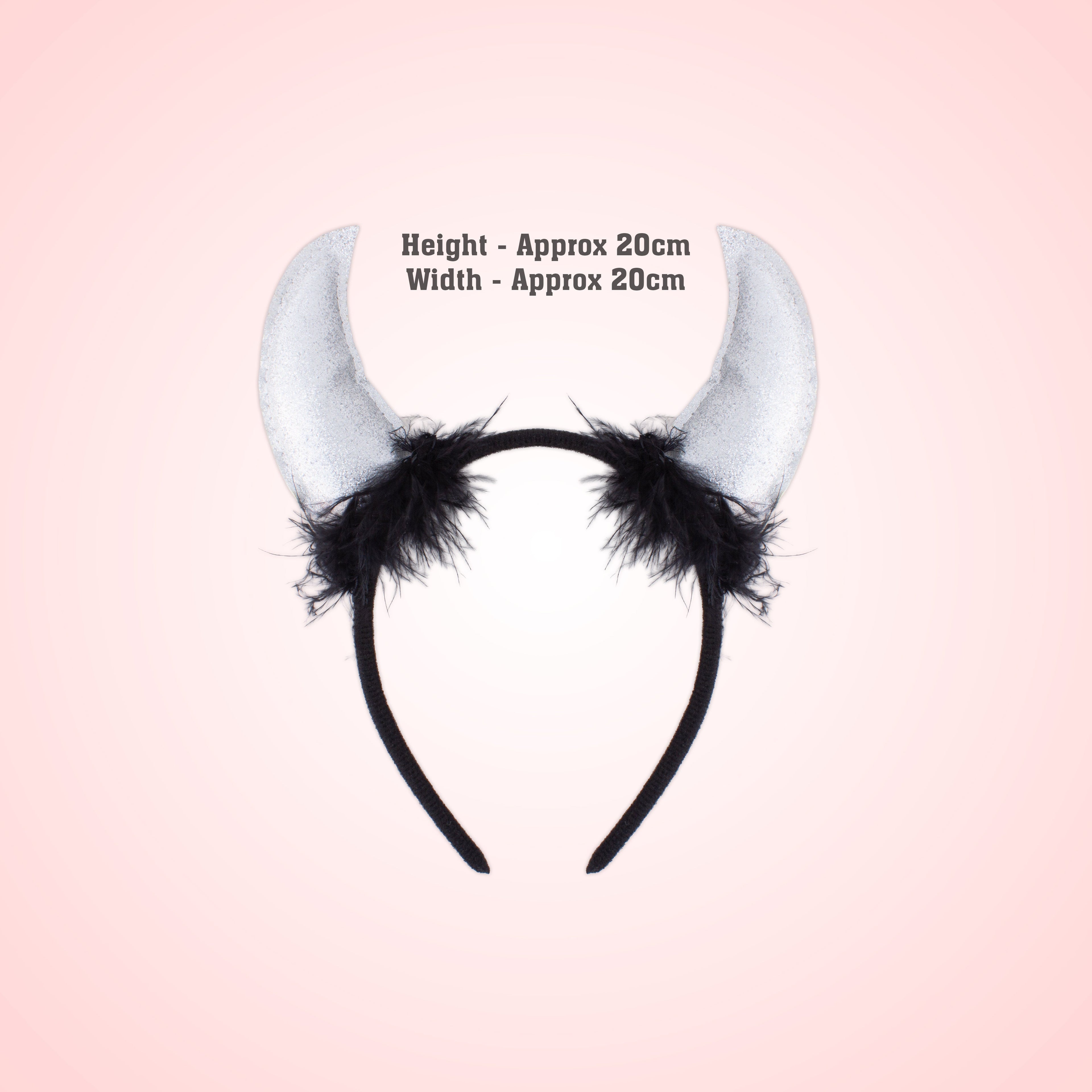 Halloween Devil Horn Hair band Sparkly Silver 1pc