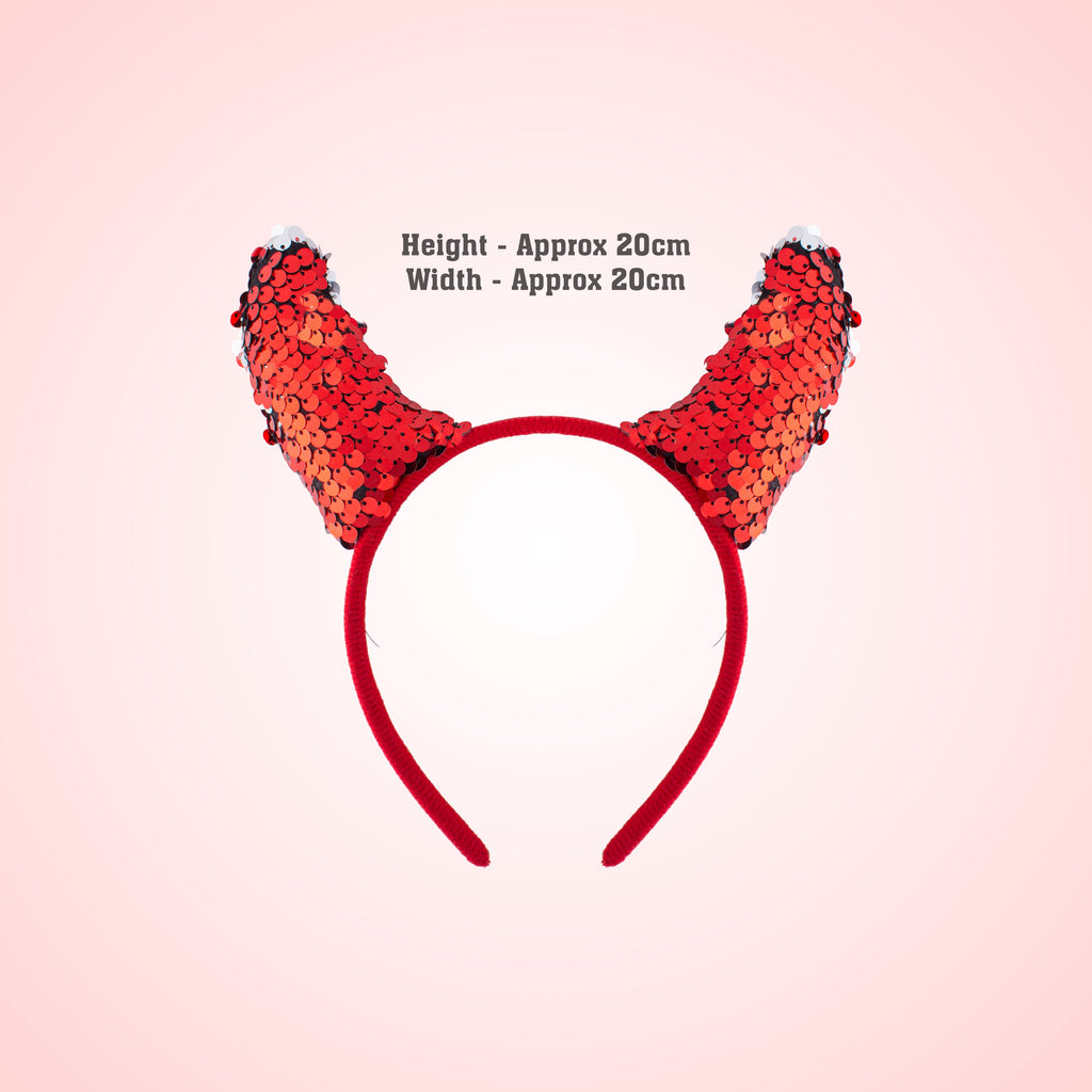 Halloween Devil Horn Hair band Red Shimmer 1pc