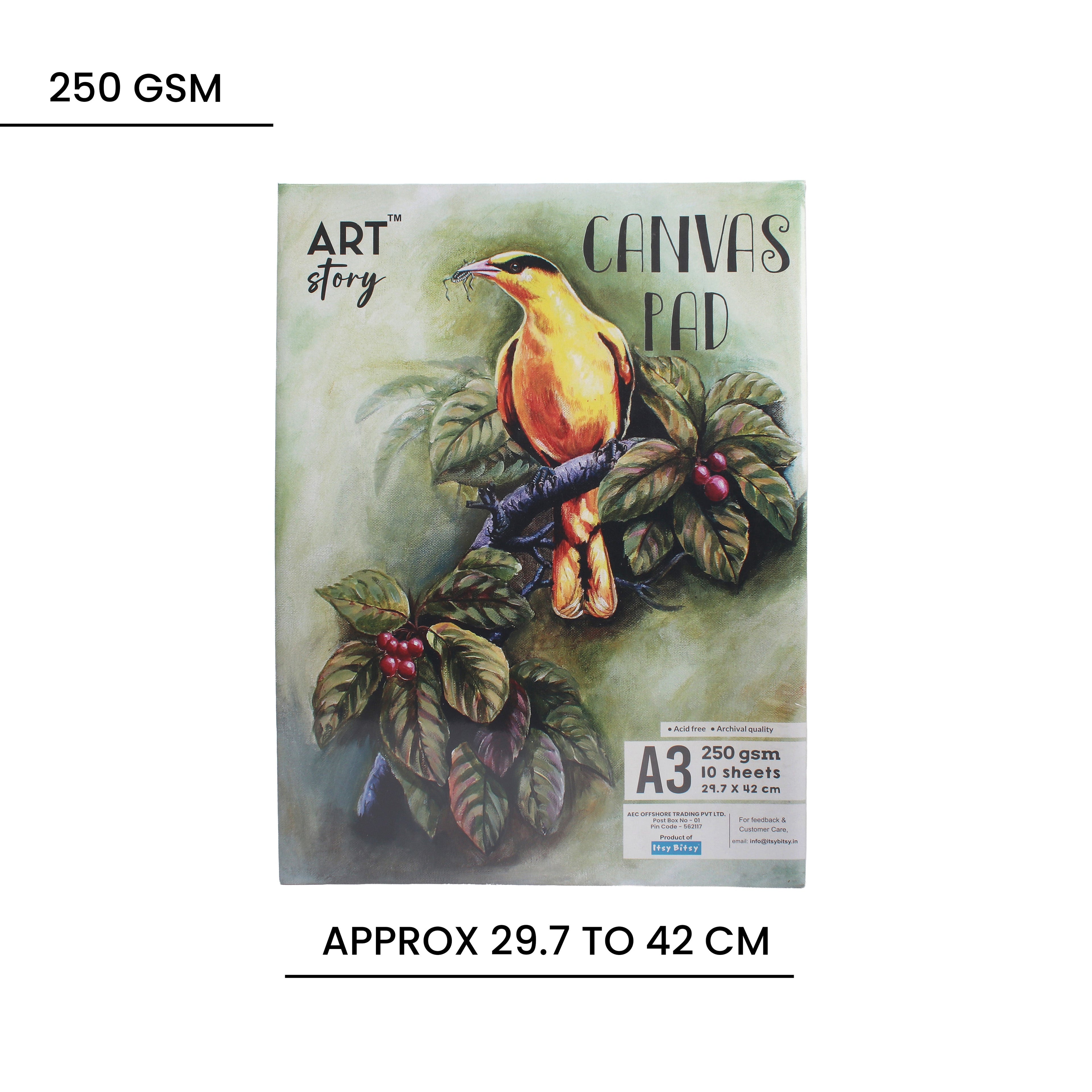 Itsy Bitsy Canvas Pad A3size,29.7x42cm - 10 Sheets