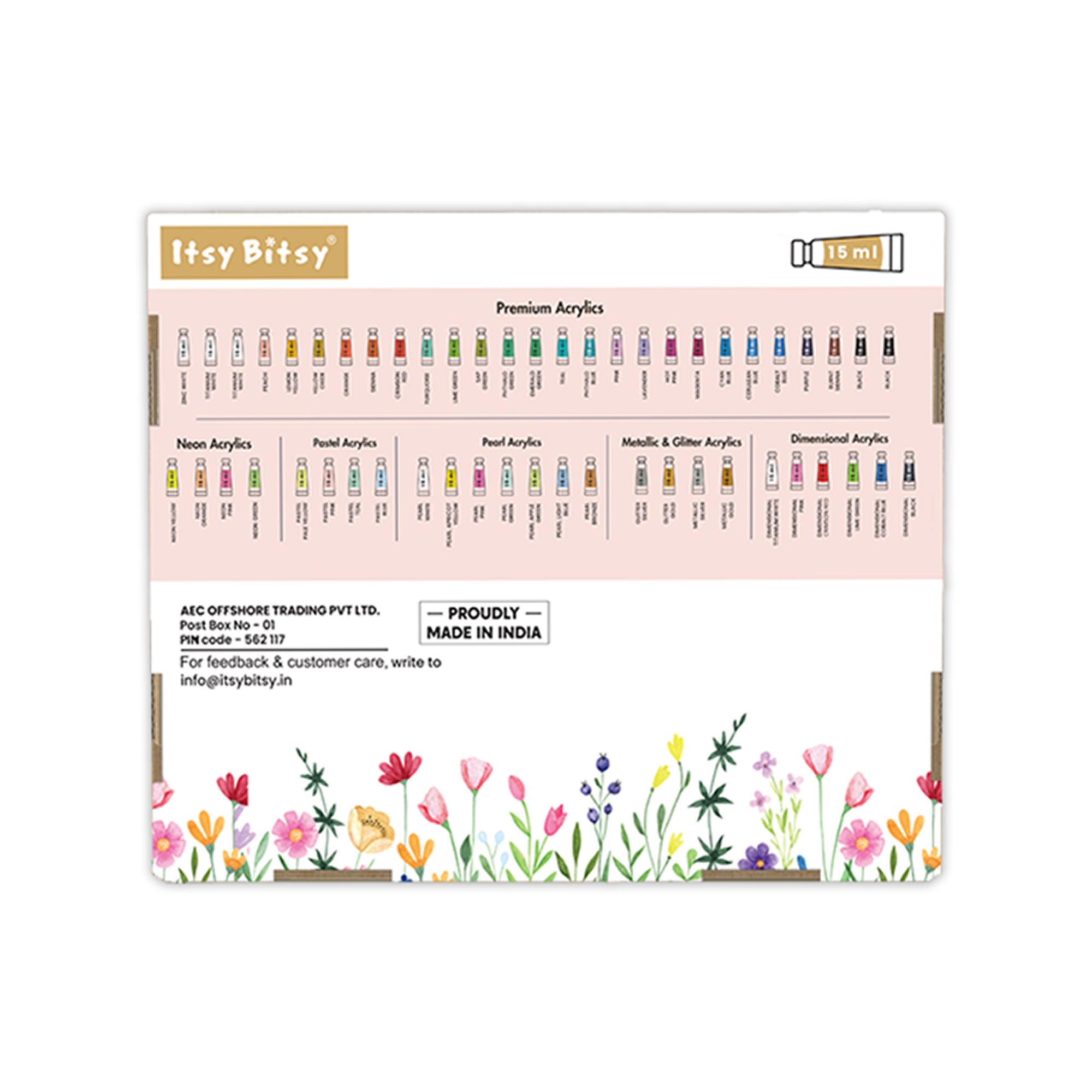Multi Style Acrylics Set 52 Colors X 15ml each Box