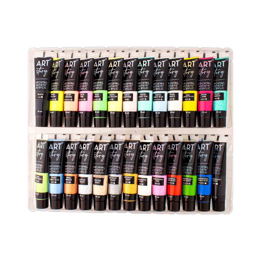 Multi Style Acrylics Set 52 Colors X 15ml each Box