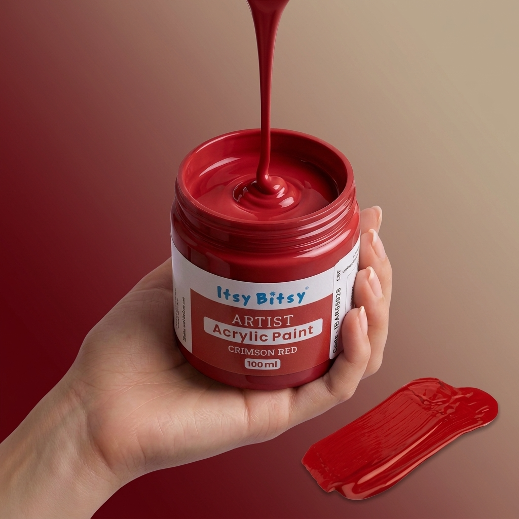 Artists Acrylic Colour Crimson Red 100ml Bottle