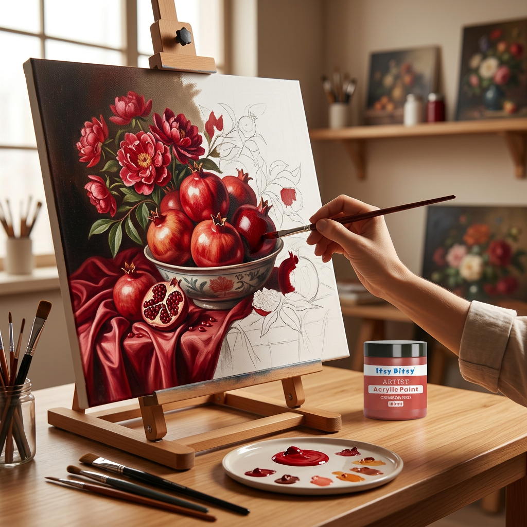 Artists Acrylic Colour Crimson Red 100ml Bottle