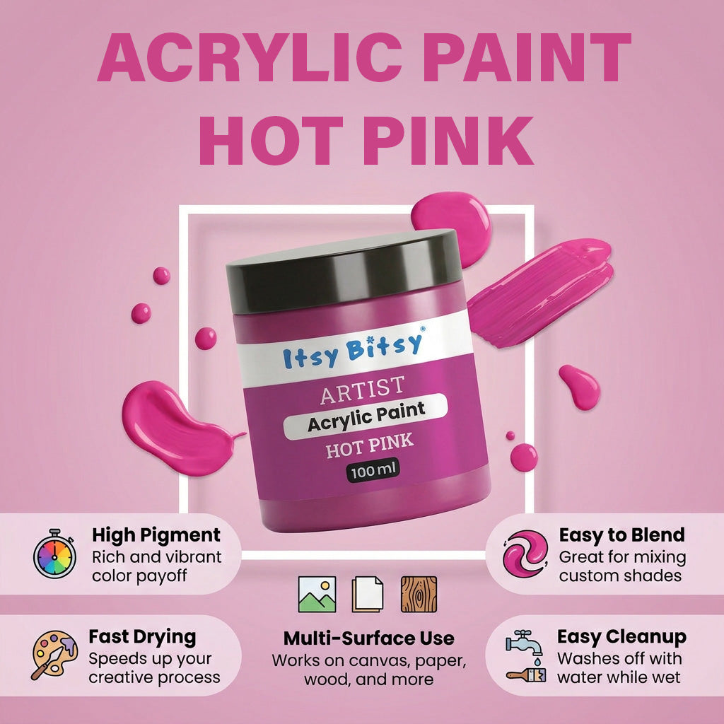 Artists Acrylic Colour Hot Pink 100ml Bottle