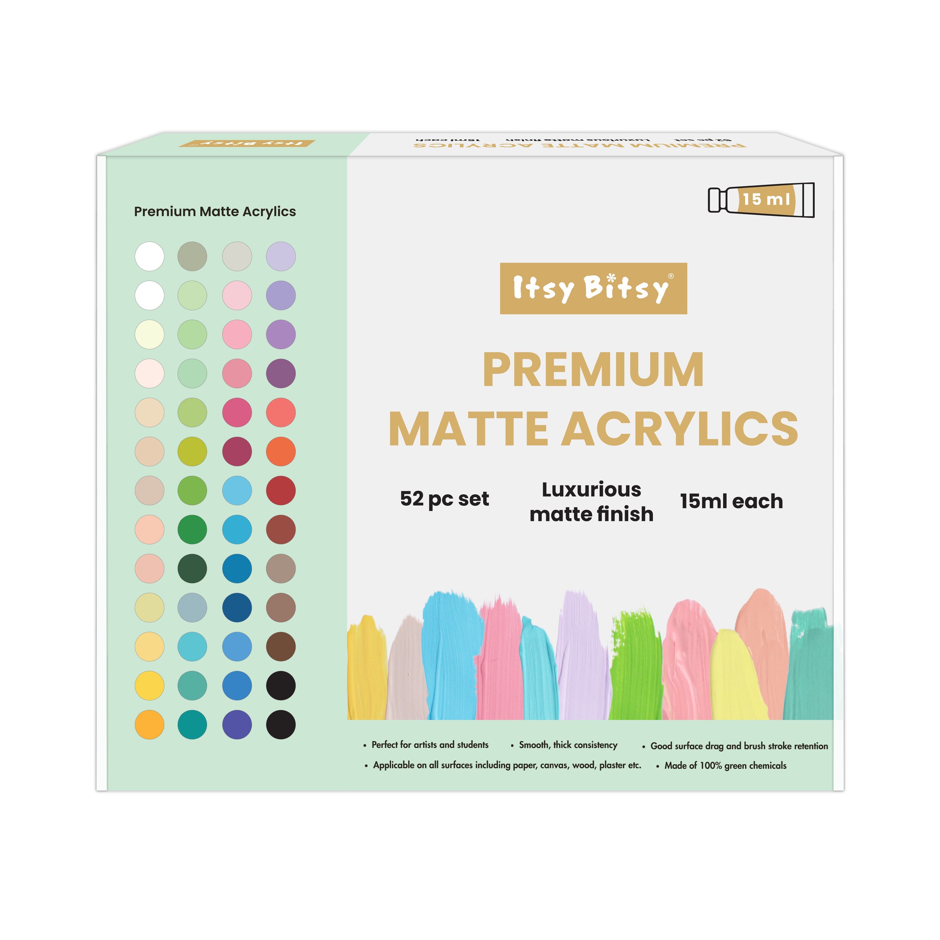 Premium Matte Acrylics Set 52 Colours X 15ml each