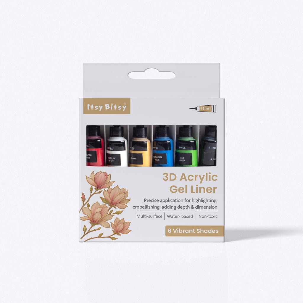 3D Gel Liner Paint Set Vibrant 6 Colours X 15ml Each