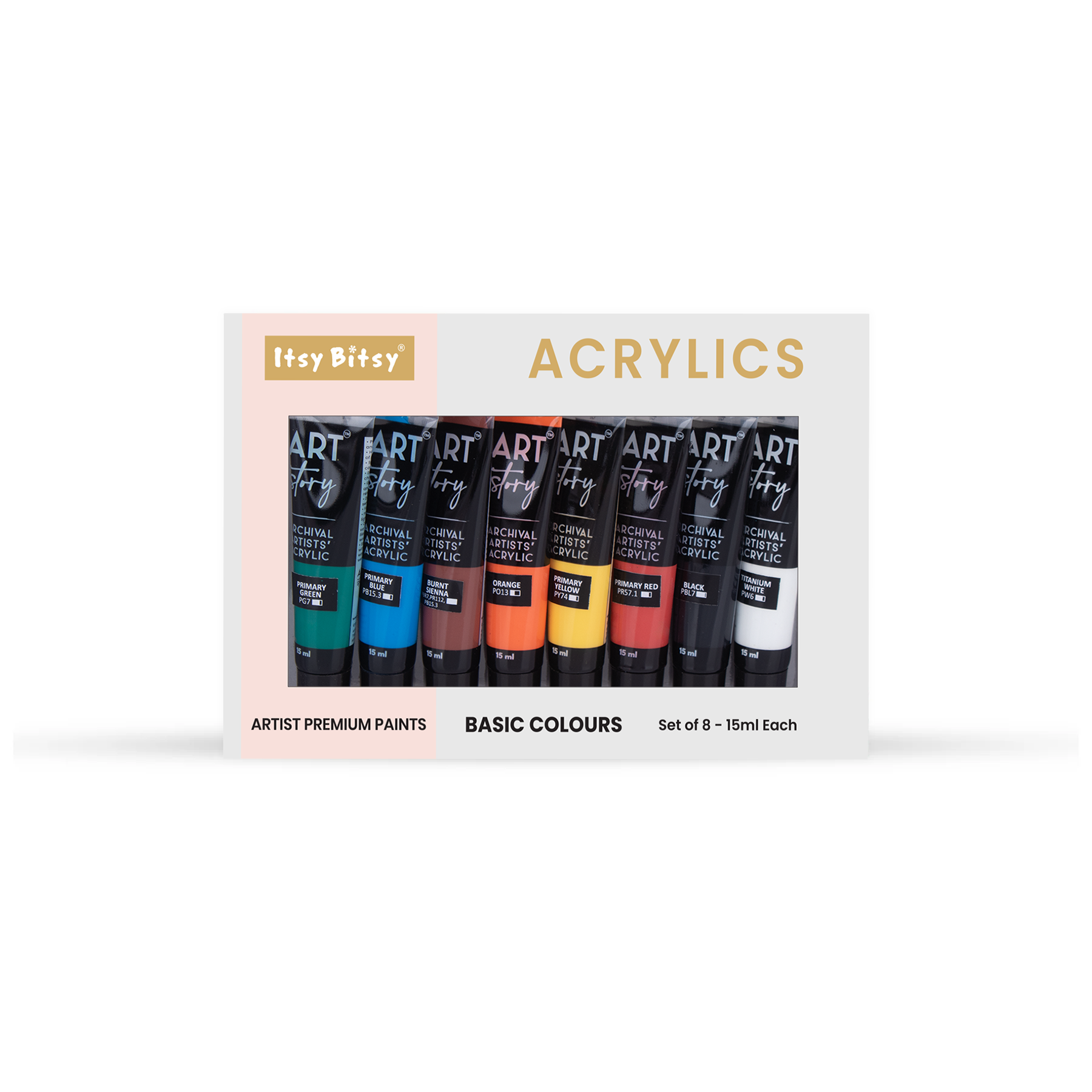 Artists Acrylic Set Basic 8 Colours X 15ml each IB