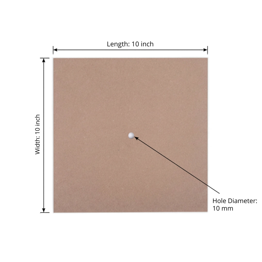 MDF Clock Face Square 10 X 10inch 5.5mm Thick 1pc