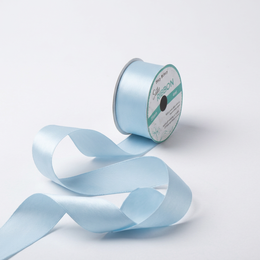 Satin Ribbon 25mm Pastel Blue 4mtr 1 Roll