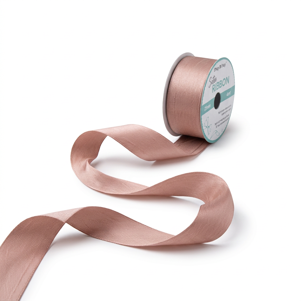 Satin Ribbon 25mm Latte 4mtr 1 Roll