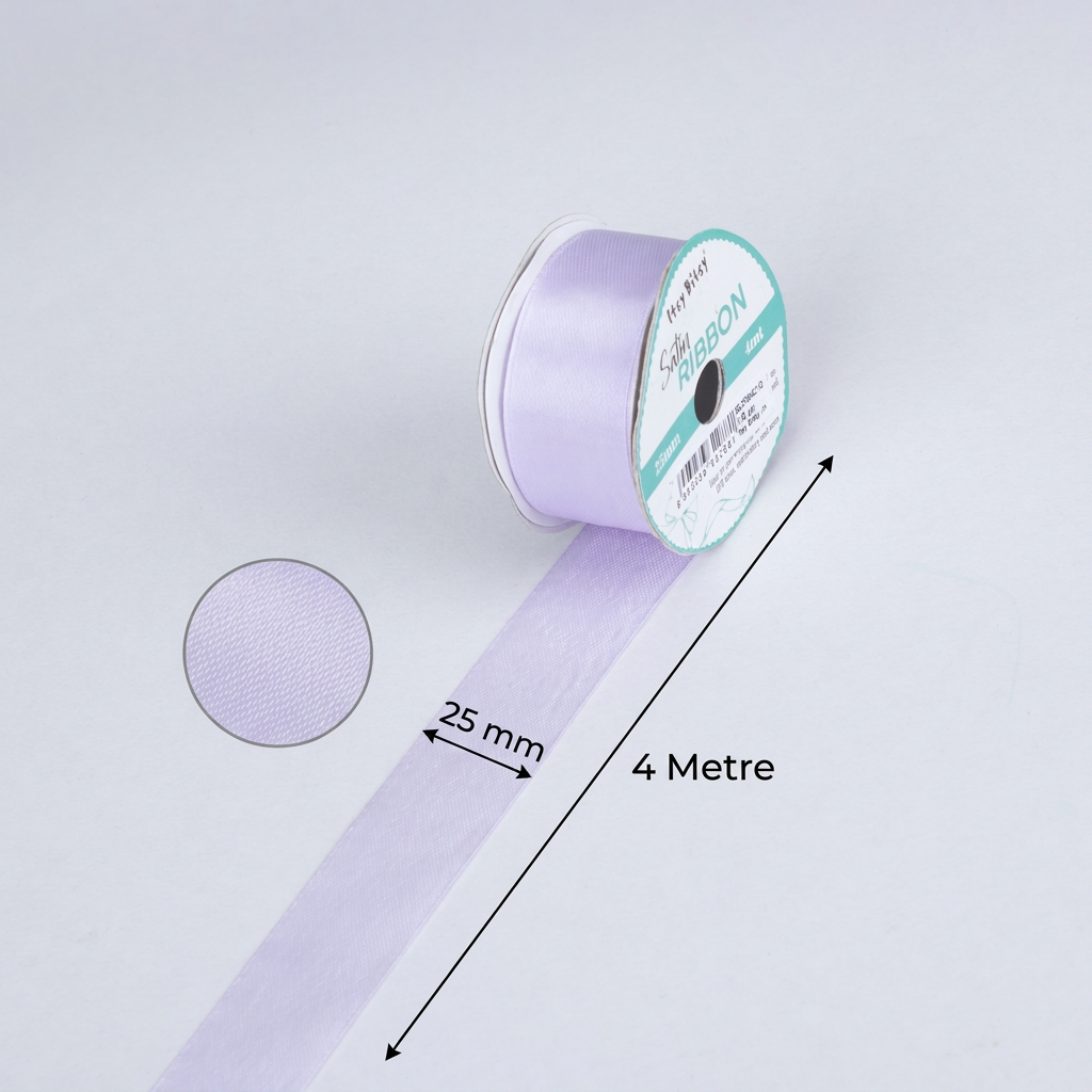 Satin Ribbon 25mm Light Orchid 4mtr 1 Roll