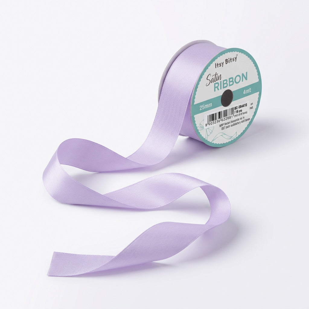 Satin Ribbon 25mm Light Orchid 4mtr 1 Roll