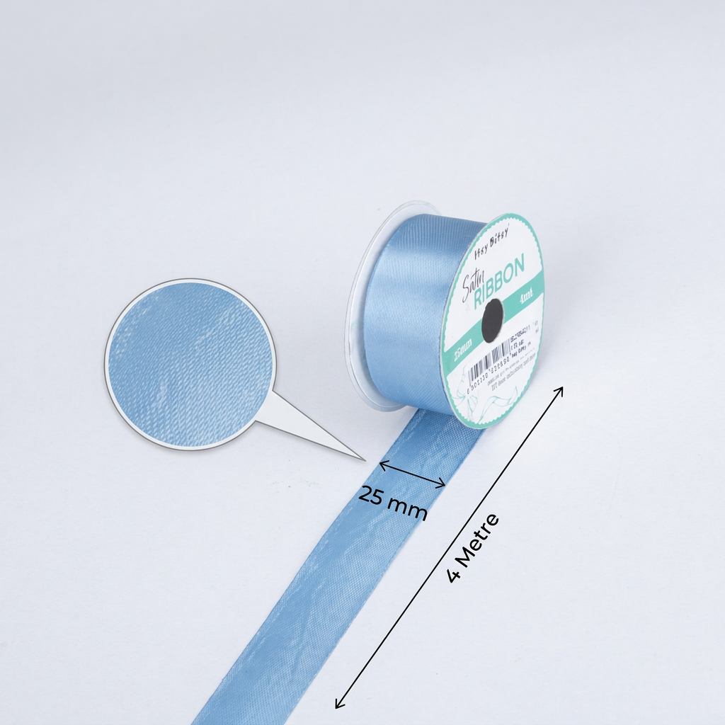 Satin Ribbon 25mm Sky Blue 4mtr 1 Roll