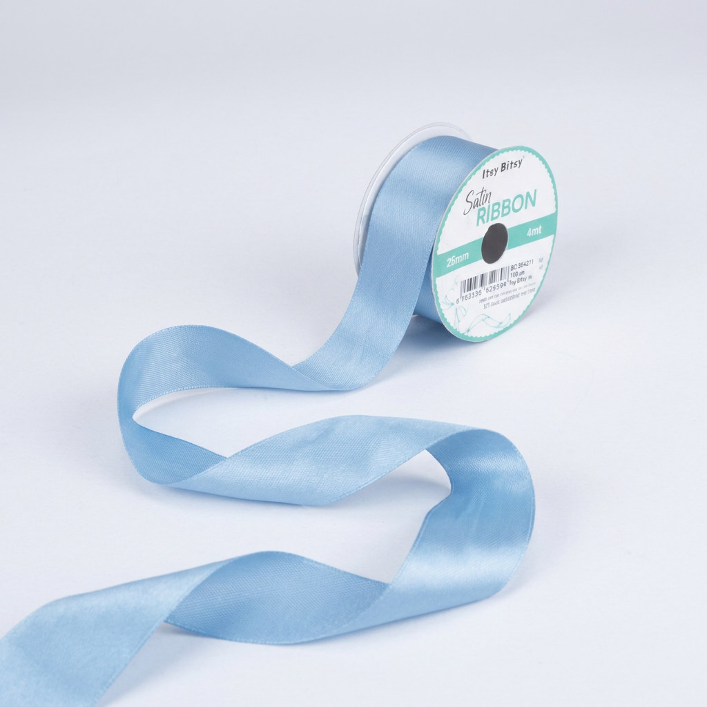 Satin Ribbon 25mm Sky Blue 4mtr 1 Roll