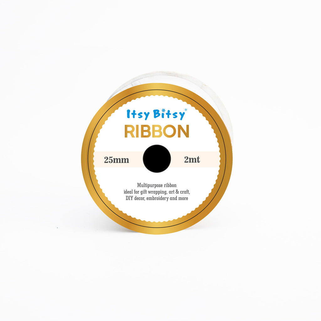 Gold Printed Just for You Organza Ribbon Cream Colour 25mm 2mtr