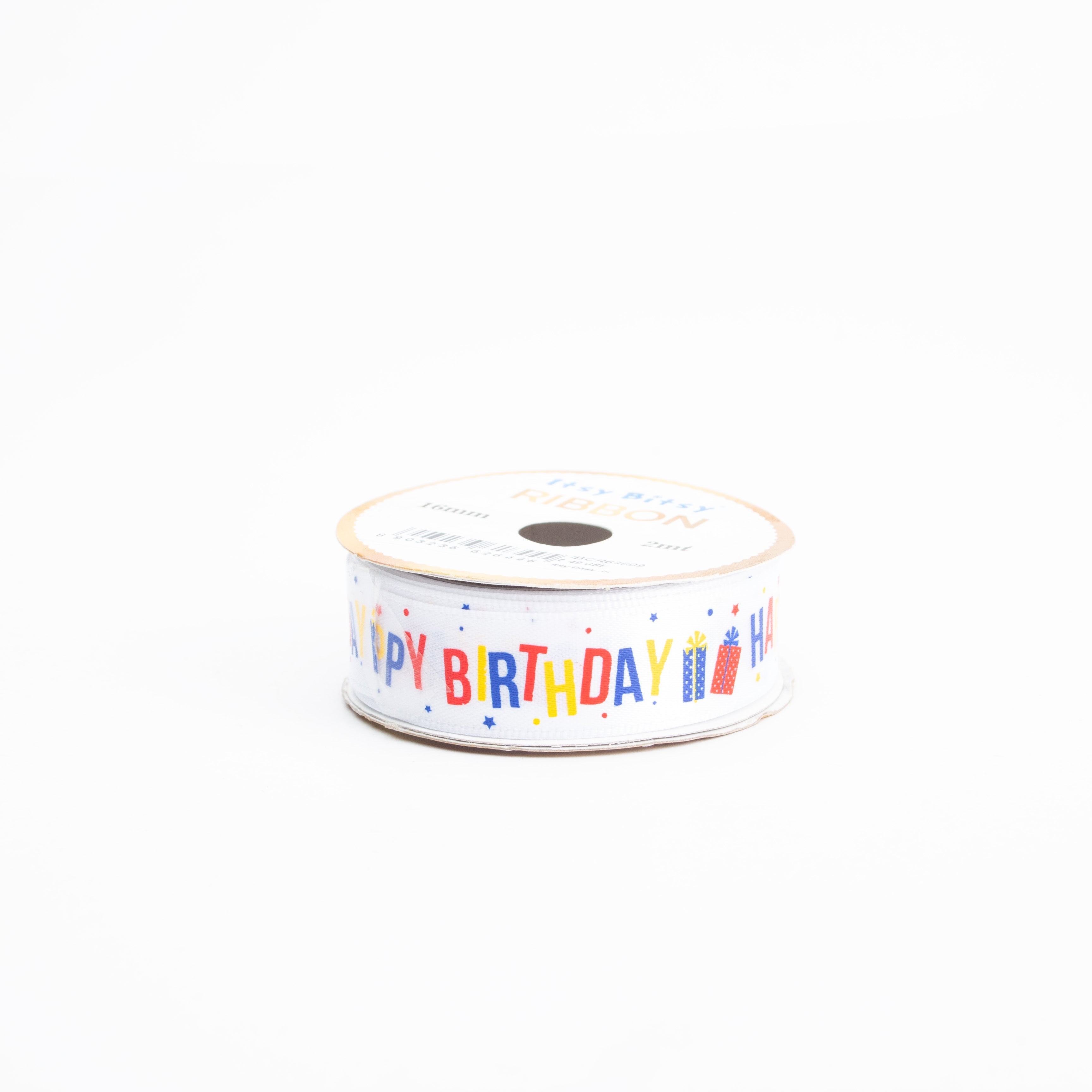 Printed Happy Birthday Ribbon 16mm 2mtr