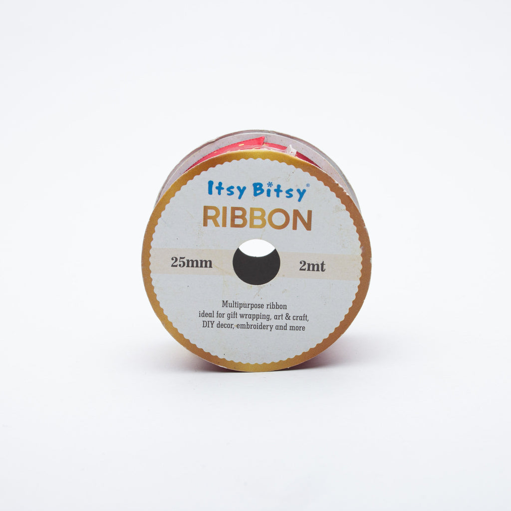 Happy Birthday Gold Printed Red Ribbon 25mm 2mtr