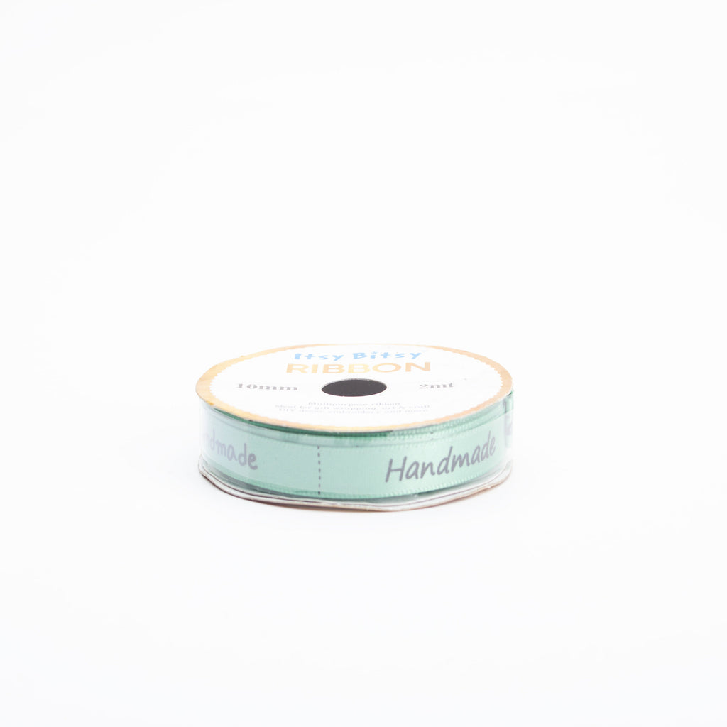 Green Printed Handmade Ribbon 10mm 2mtr