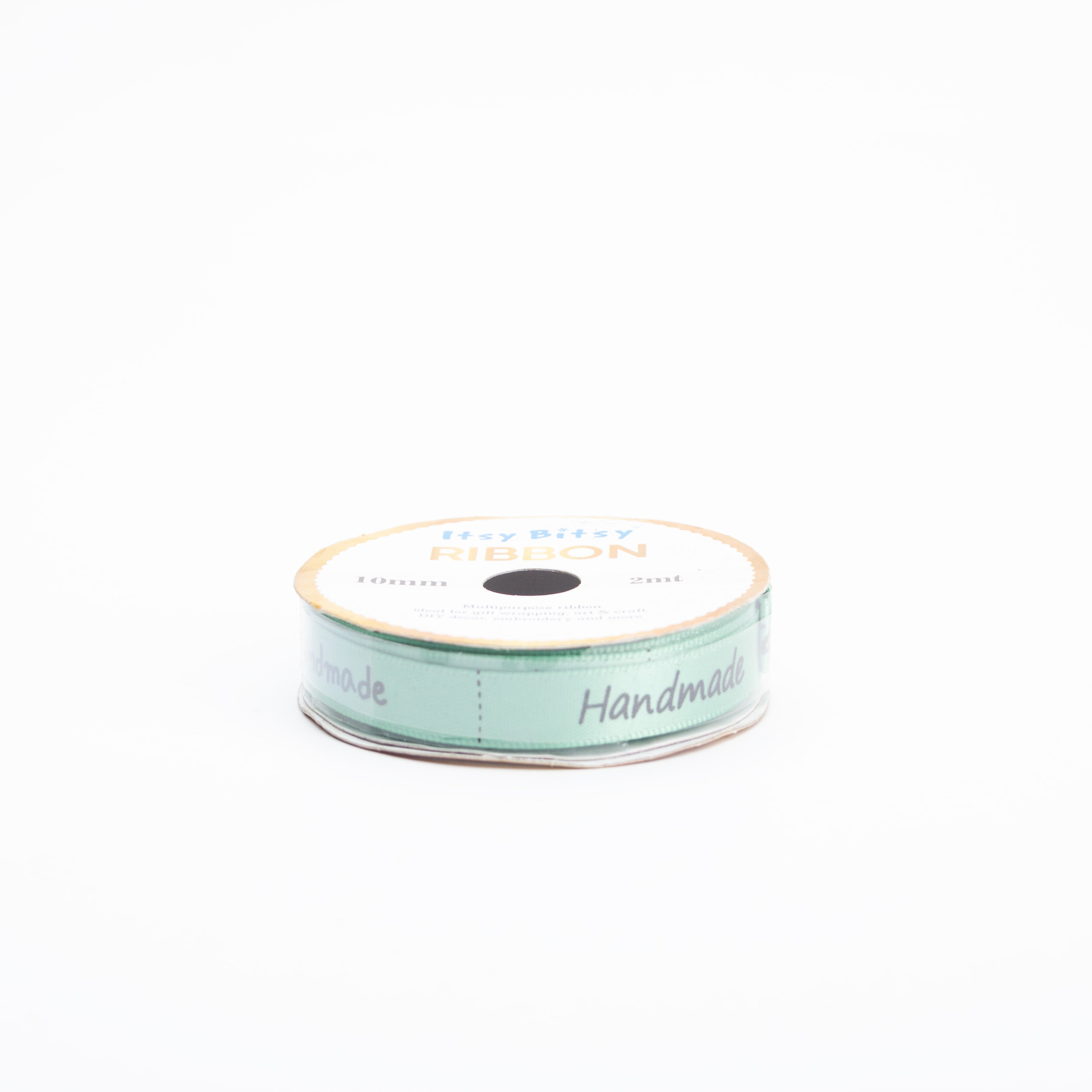 Green Printed Handmade Ribbon 10mm 2mtr