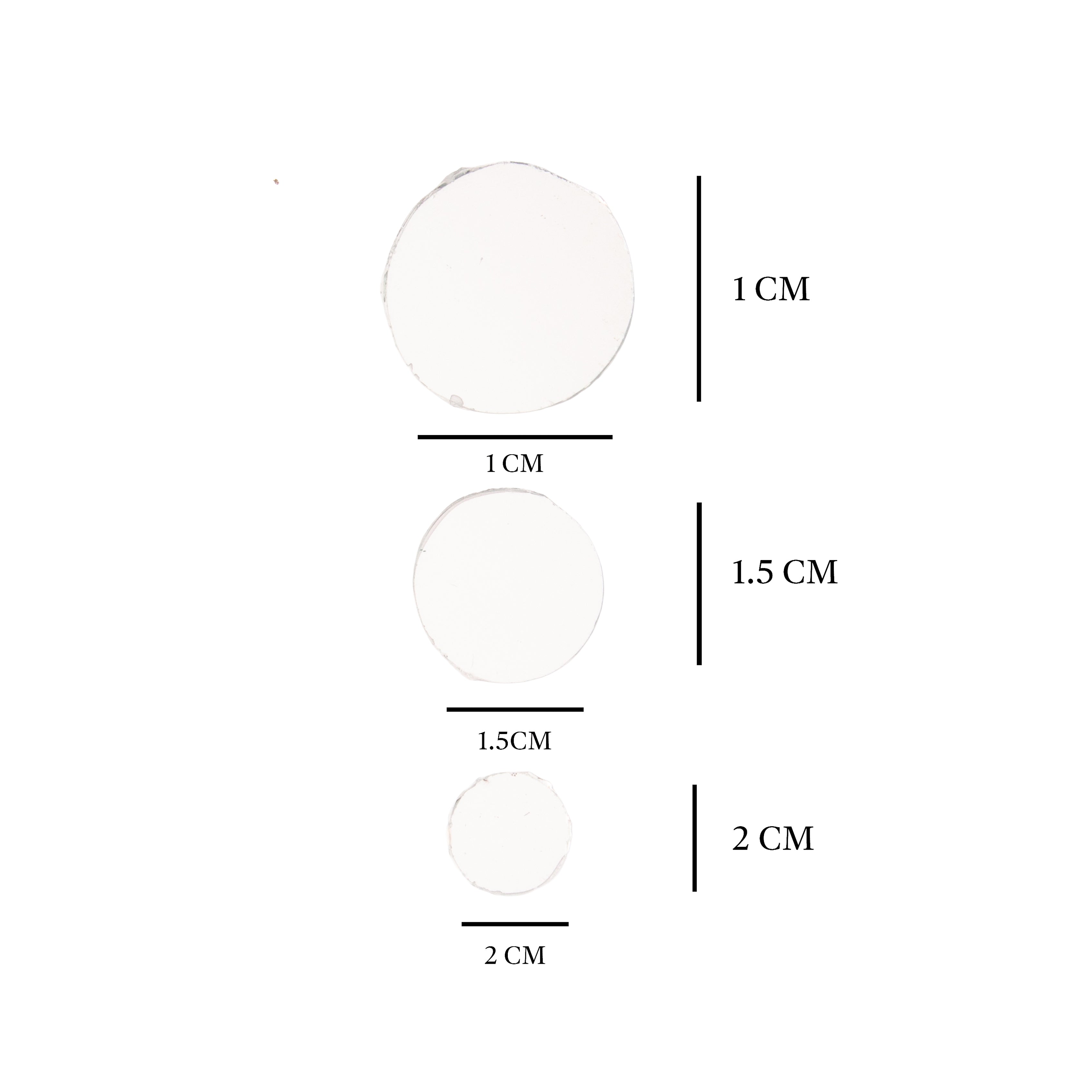 Cut Mirror Round Shape 8mm 14mm 20mm 42gm 6 COMP Blister
