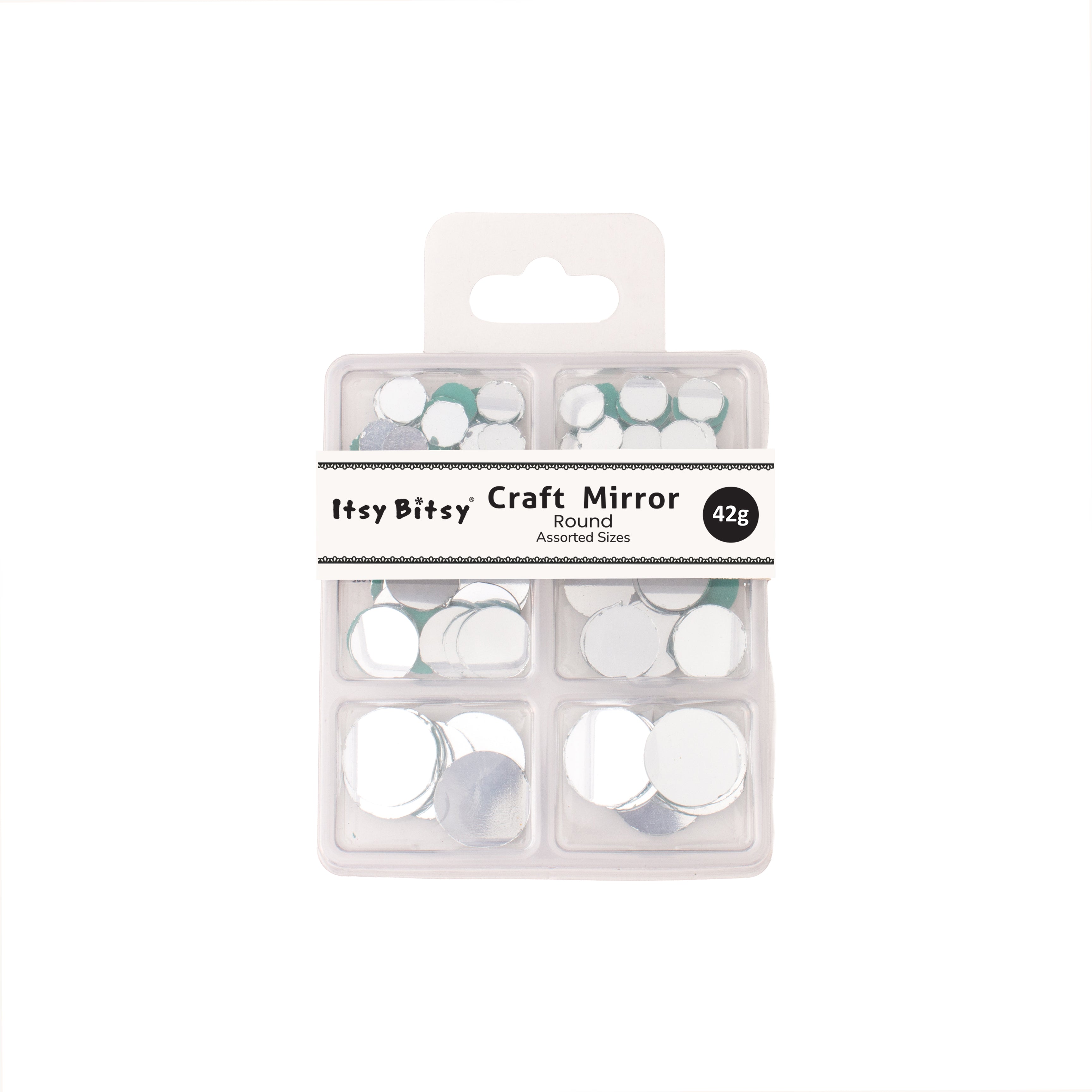 Cut Mirror Round Shape 8mm 14mm 20mm 42gm 6 COMP Blister
