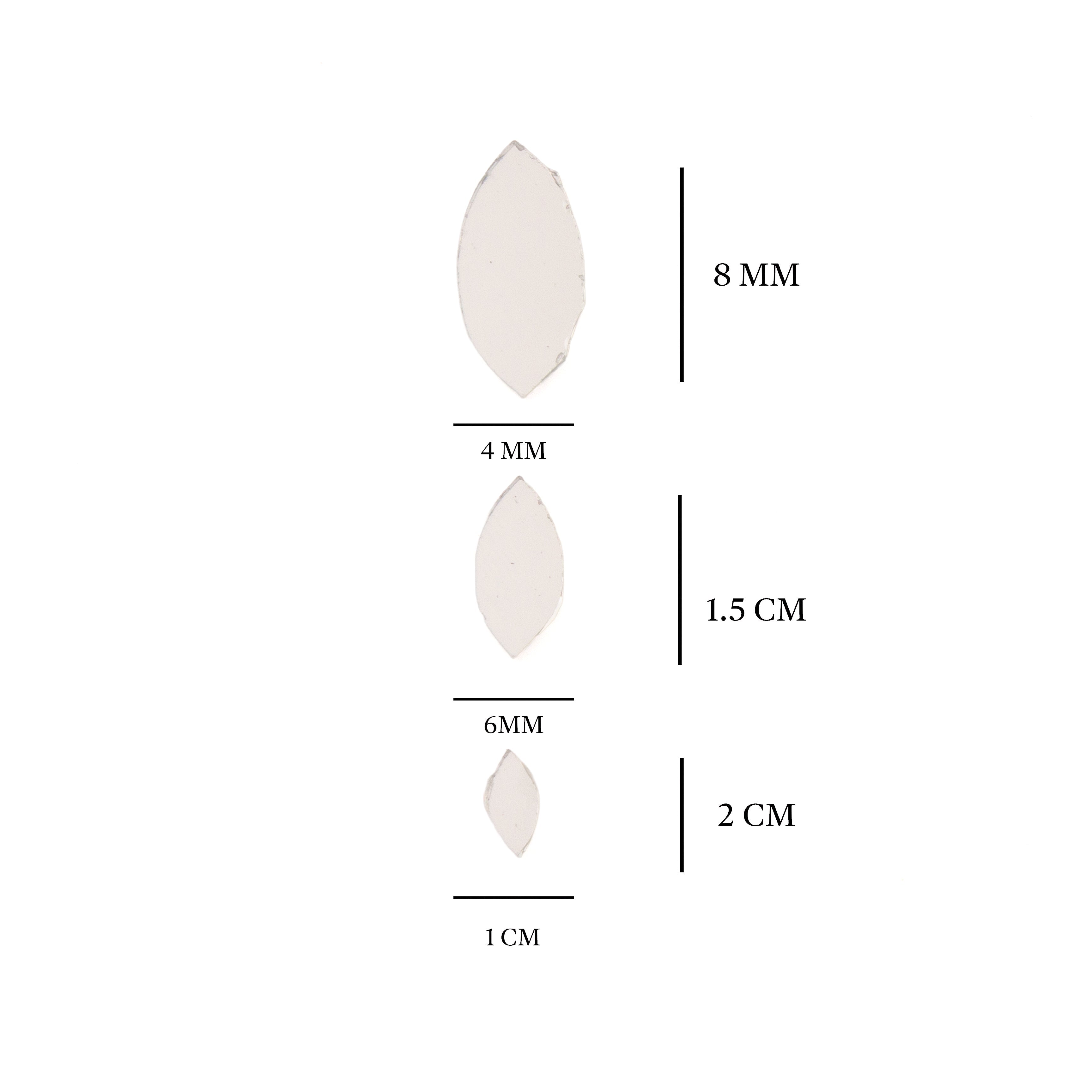 Cut Mirror Leaf Shape 8mm 14mm 20mm 42gm 6 COMP Blister
