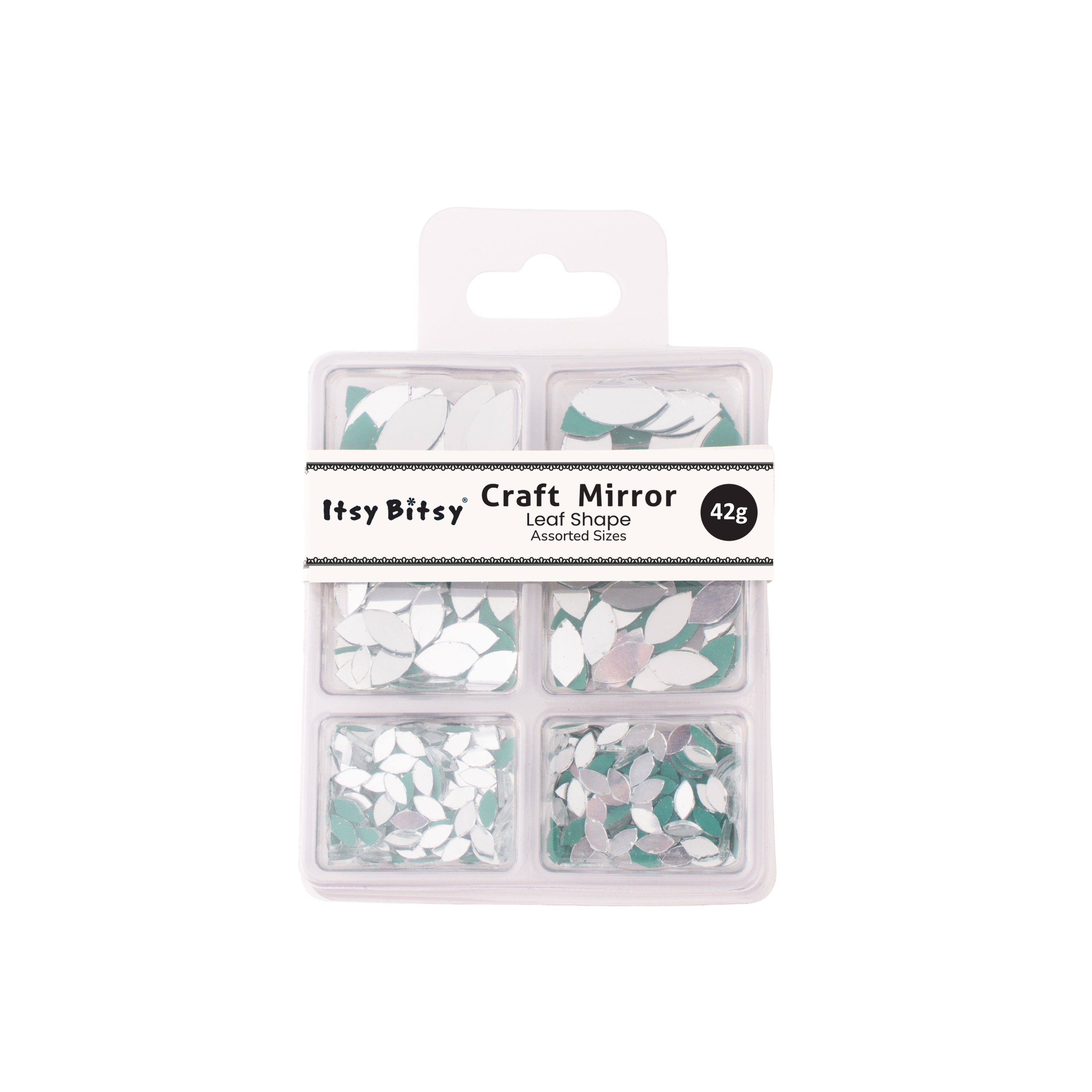 Cut Mirror Leaf Shape 8mm 14mm 20mm 42gm 6 COMP Blister