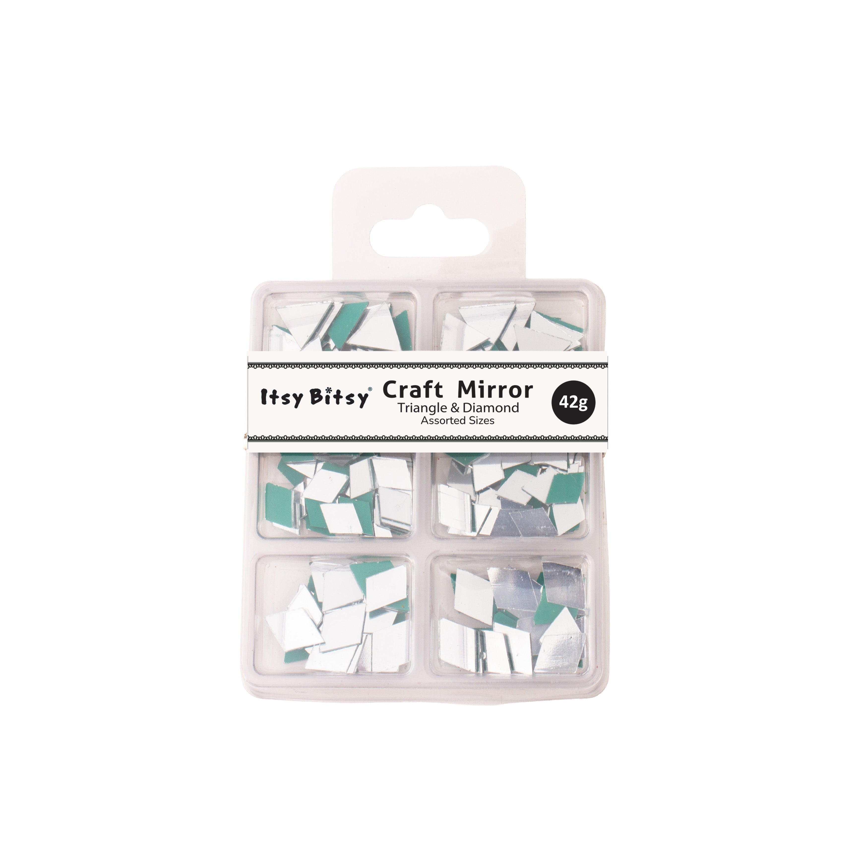 Cut Mirror Triangle & Diamond Shapes 14mm 8mm 11mm 42gm 6 COMP Blister