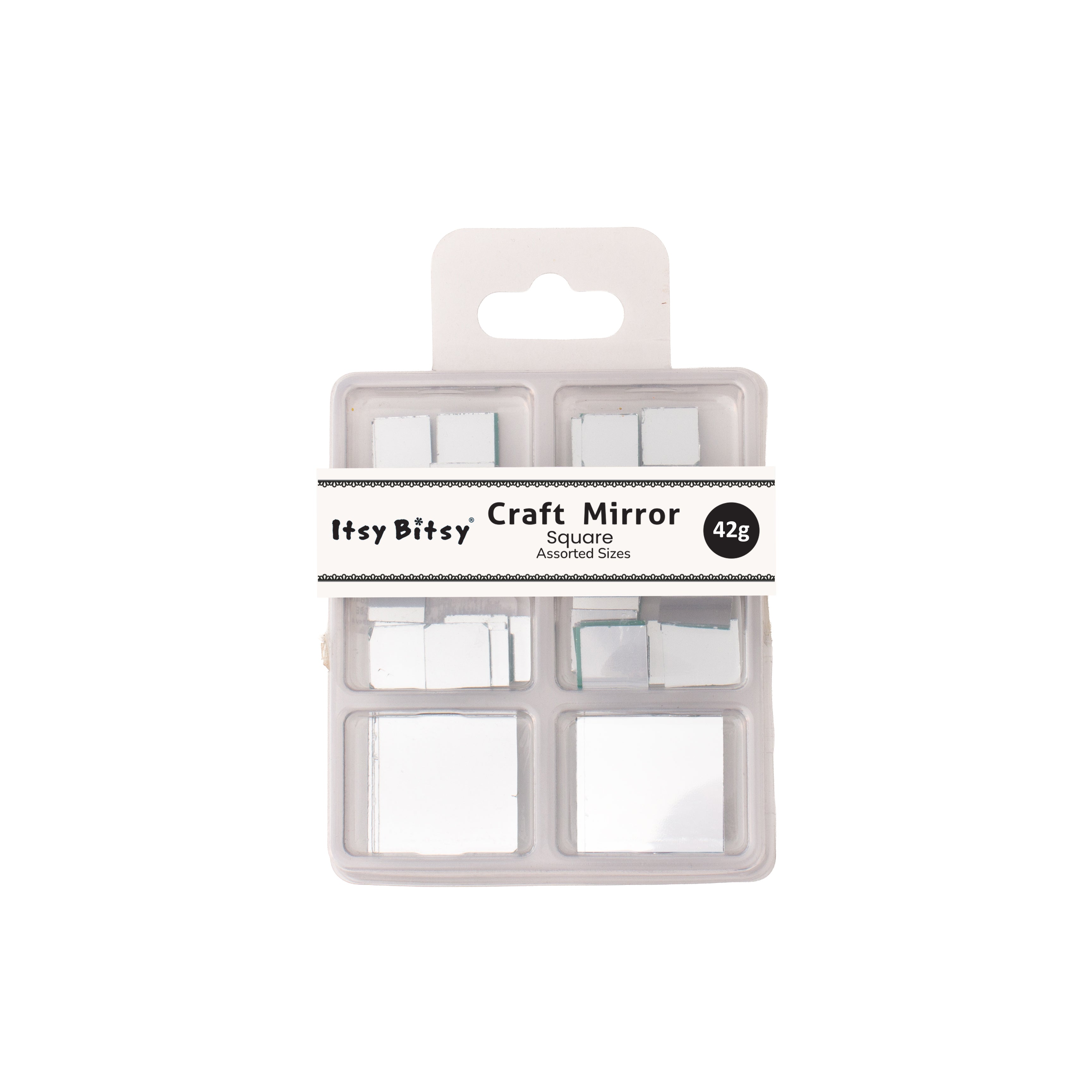 Cut Mirror Square Shape 12mm 14mm 30mm 42gm 6 COMP Blister