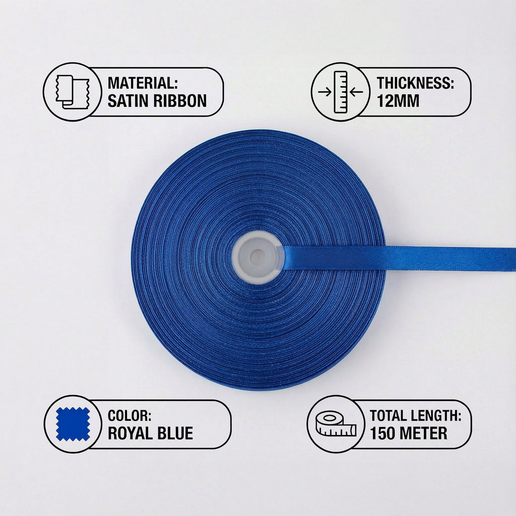Satin Ribbon 12Mm 150Mtr  Royal Blue